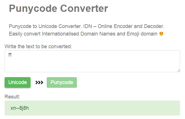 Een emoji omzetten naar punycode